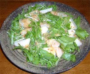マルショウ料理レシピ　天然ほたて貝柱の料理：ほたてと山芋のサラダ