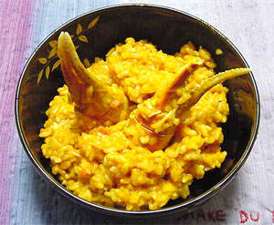 マルショウ料理レシピ かにつめの料理:カニ入りトマトリゾット風