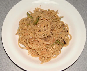 明太子と野菜のスパゲティ